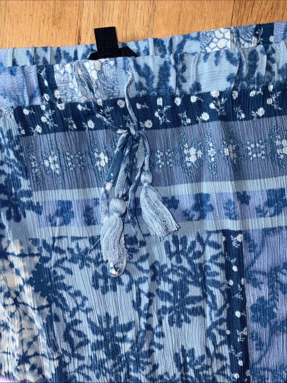 Frye Boho Patchwork Blue Maxi Skirt with Elastic Waist - Picture 3 of 4